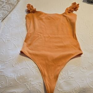 Sunday Best Orange Ruffle-Strap One-Piece